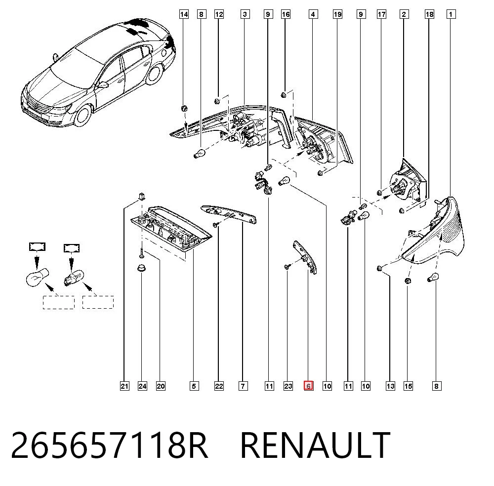 265657118R Renault (RVI) Левый катафот бампера