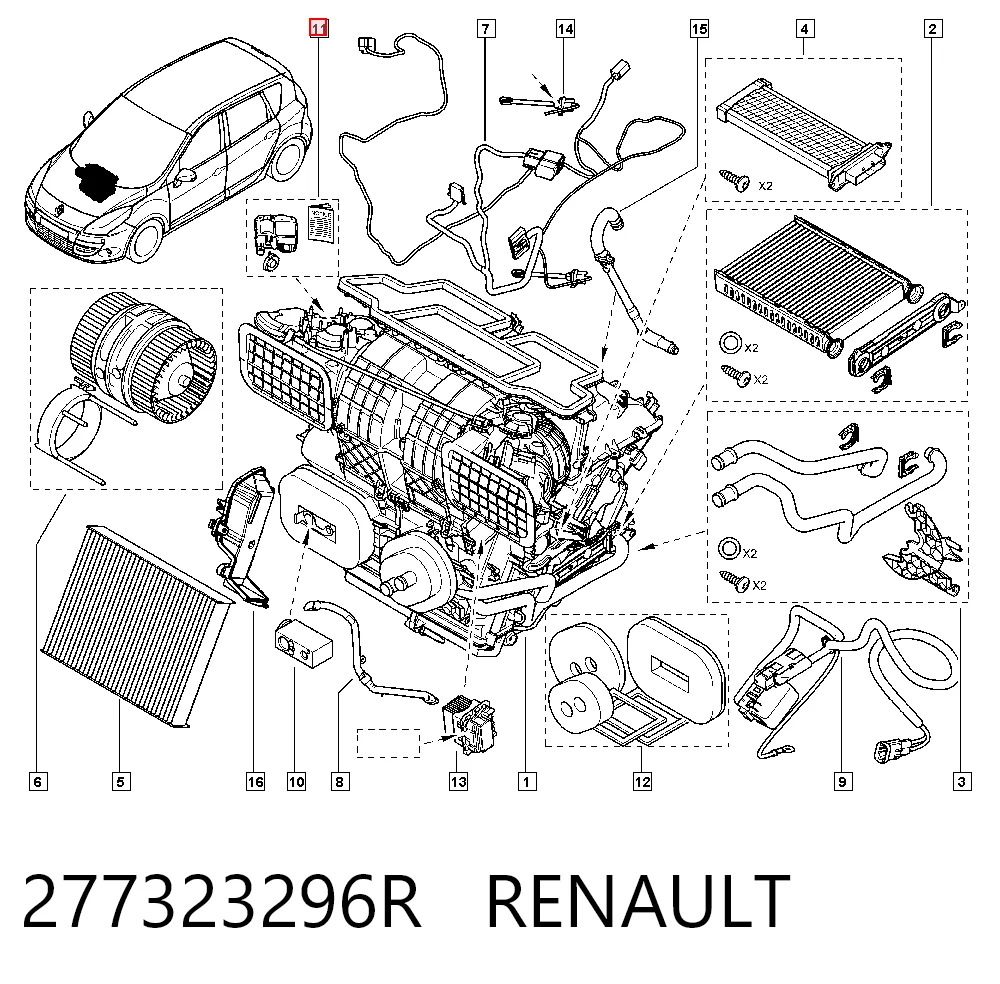 Мотор заслонки печки Renault Scenic GRAND III минивэн (JZ0, JZ1) (2009 - 2016) цена, от 12.57 USD
