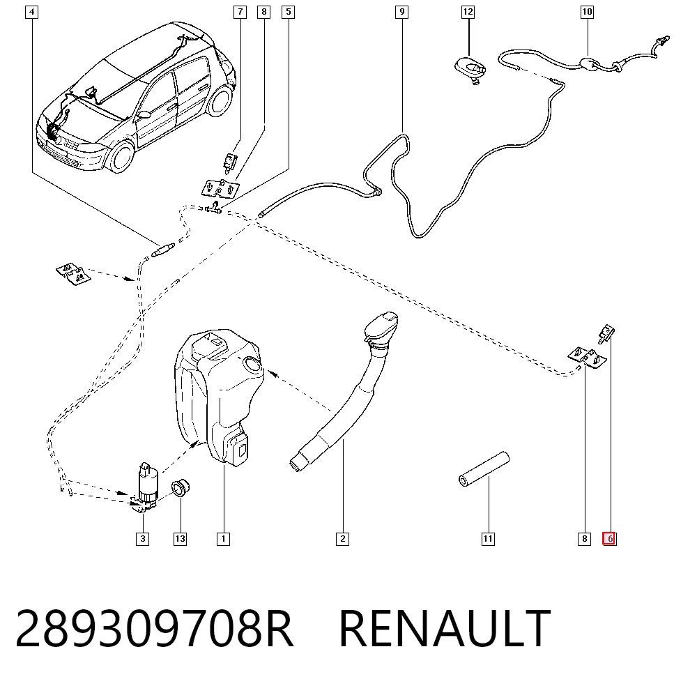 Веерная форсунка омывателя на Renault Megane III KZ0, KZ1