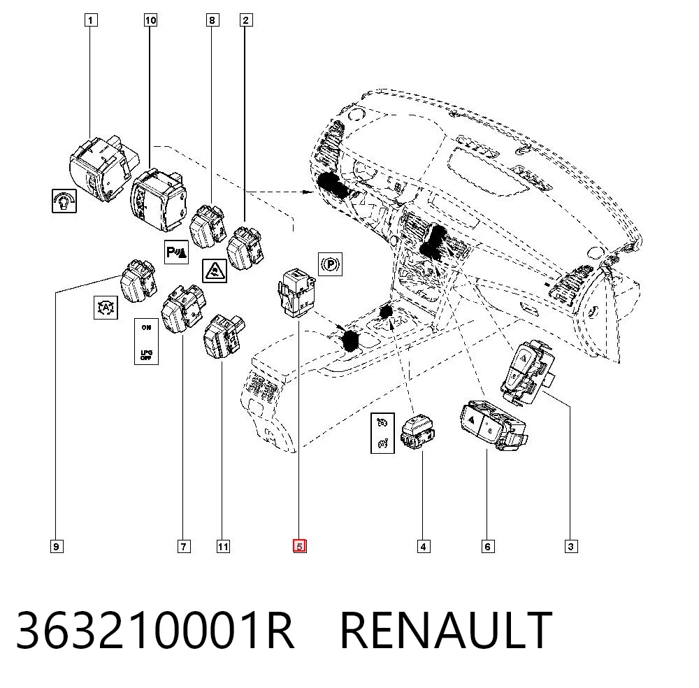 363210001R Renault (RVI) Выключатель контроля положения ручного тормоза