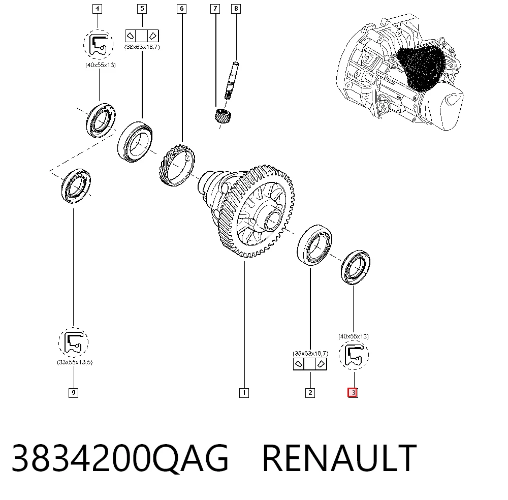  Сальник полуоси Nissan Qashqai 