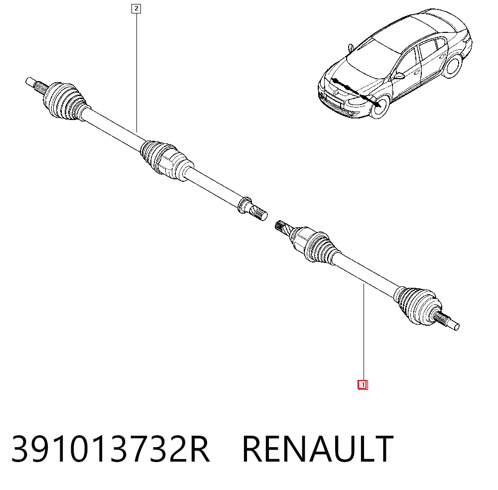 Полуось передняя левая на Renault Megane III KZ0, KZ1