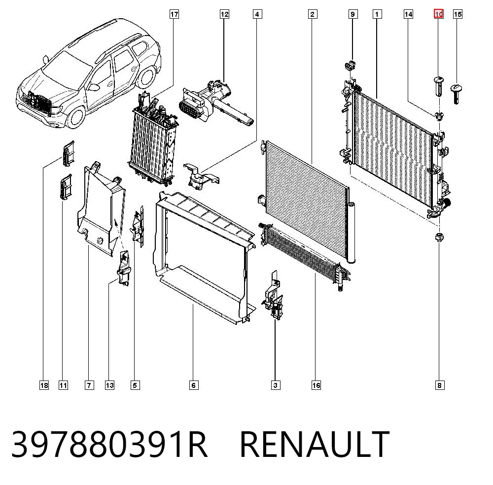 397880391R Renault (RVI) Подушка радиатора охлаждения