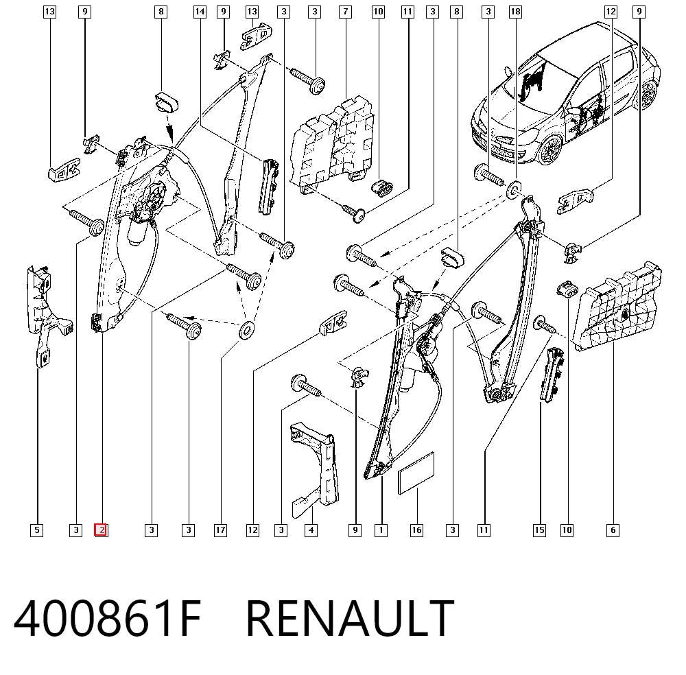  Стеклоподъемник передней правой двери Renault Clio 