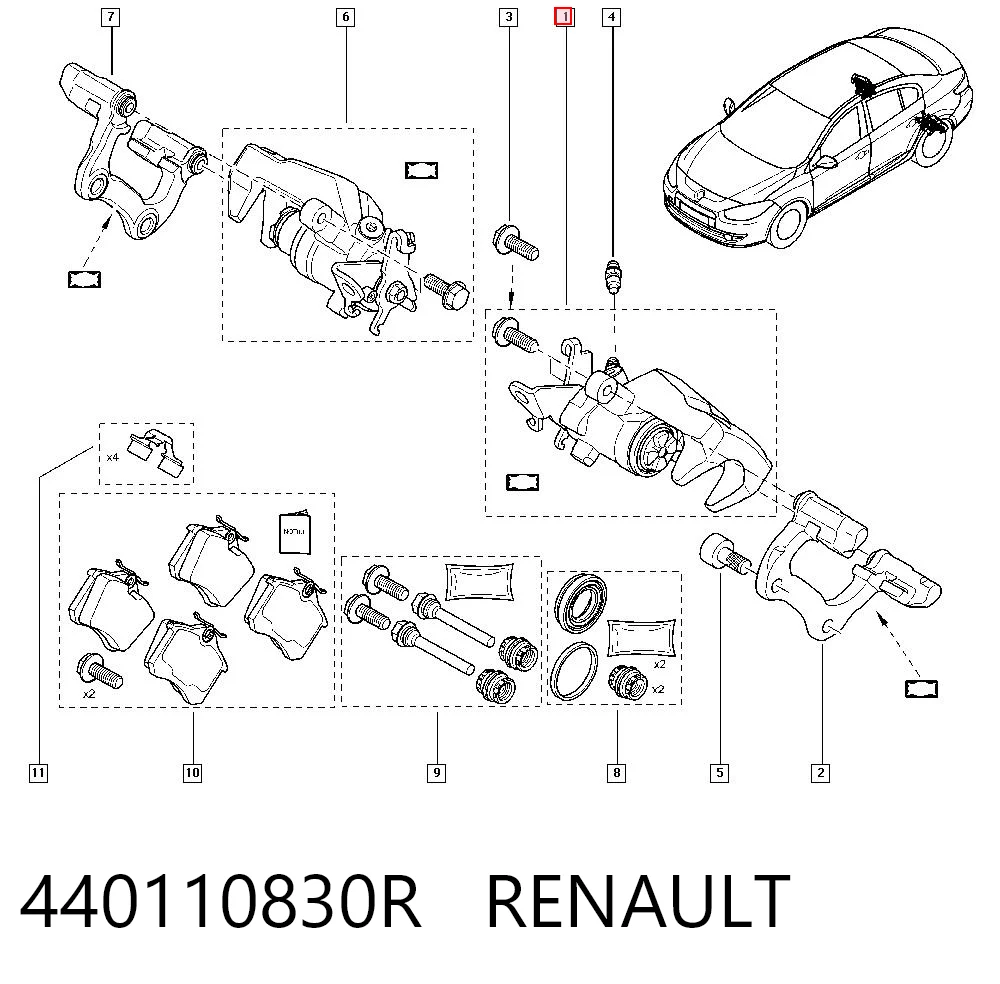 440110830R Renault (RVI) Тормозной суппорт задний левый