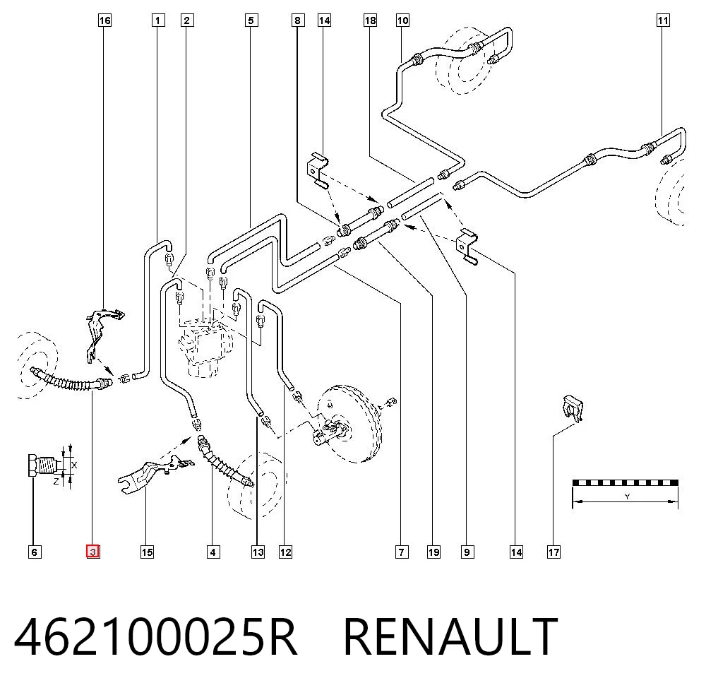 Гибкая тормозная трубка передняя на Renault Fluence  L3