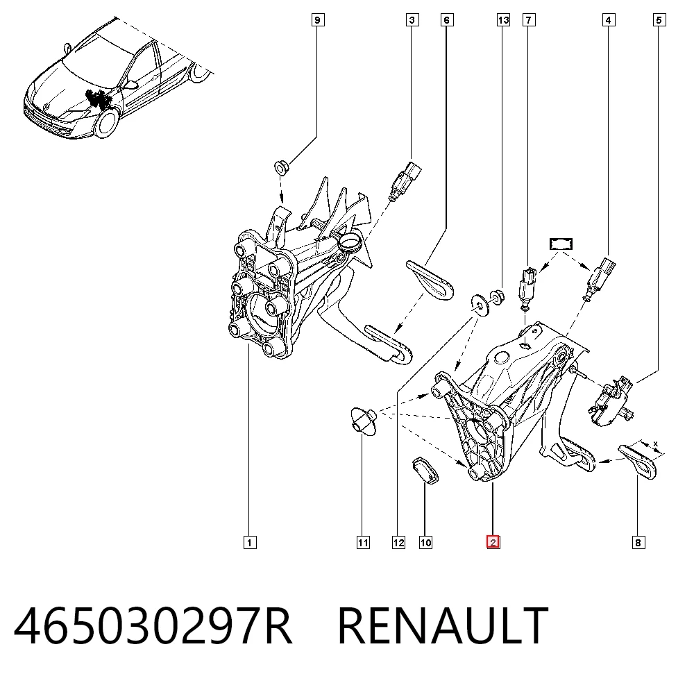 Педаль сцепления на Renault Laguna III KT0, KT1