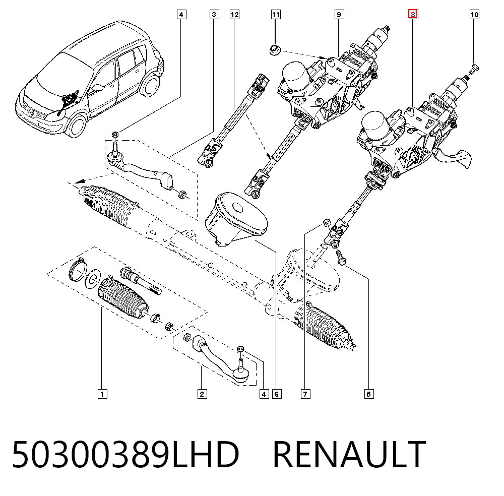 Рулевая колонка Renault Scenic GRAND II минивэн (JM0, JM1) (2004 - 2009) цена, от 98.87 USD