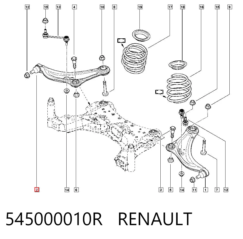 545000010R Renault (RVI) Рычаг передней подвески нижний, правый