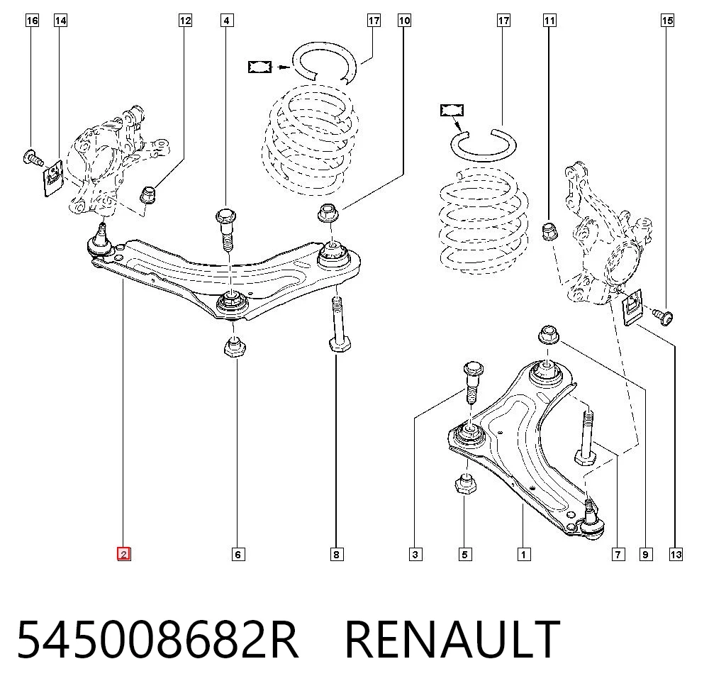 545008682R Renault (RVI) Рычаг передней подвески нижний, правый