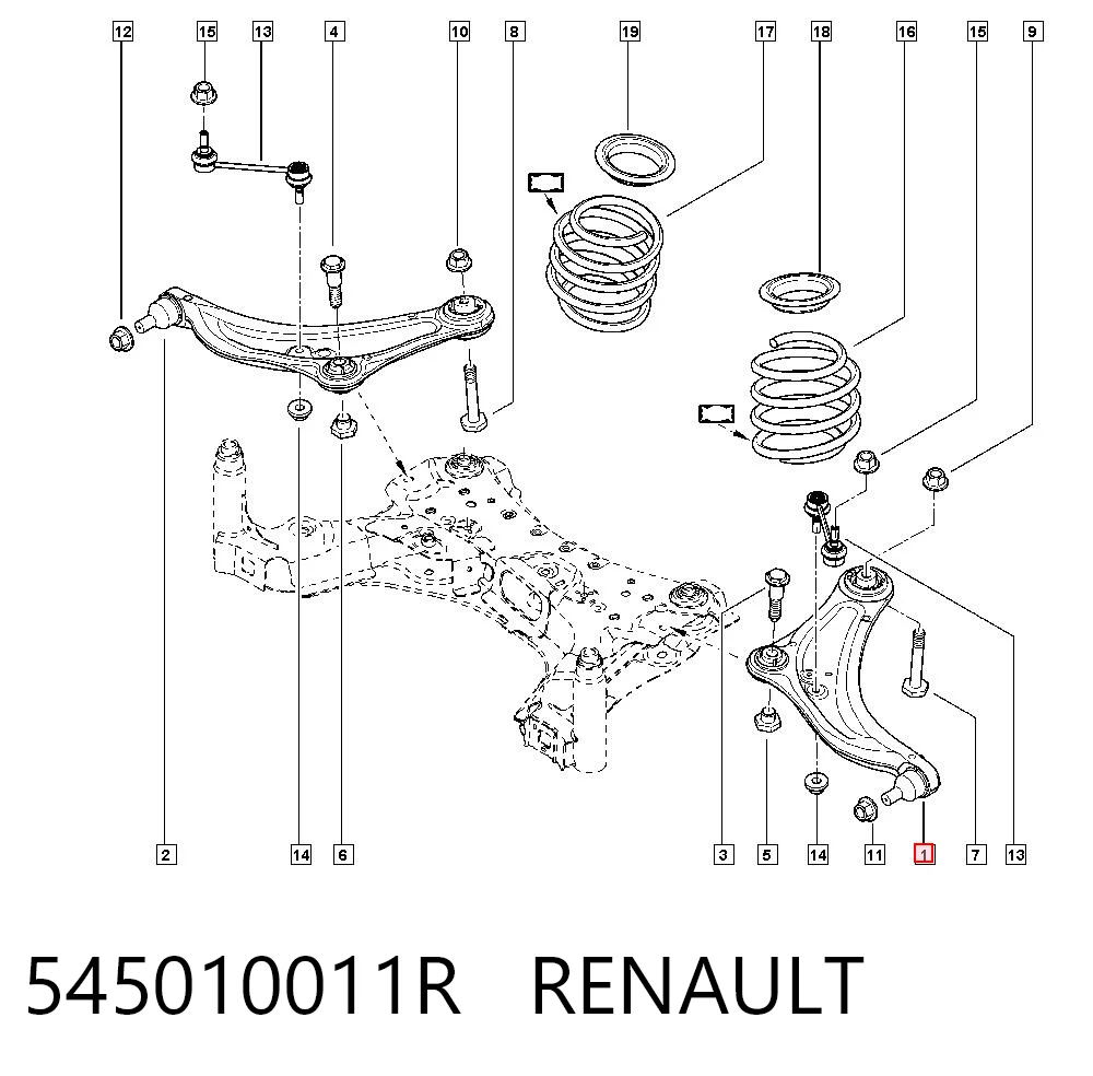 545010011R Renault (RVI) Рычаг передней подвески нижний левый
