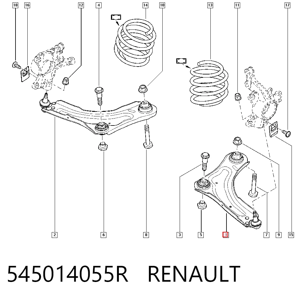 545014055R Renault (RVI) Рычаг передней подвески нижний левый