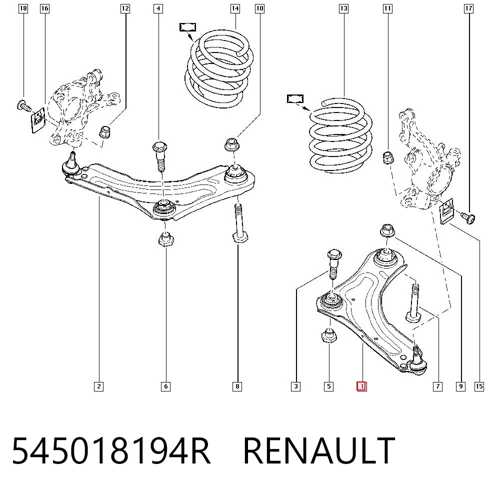 545018194R Renault (RVI) Рычаг передней подвески нижний левый