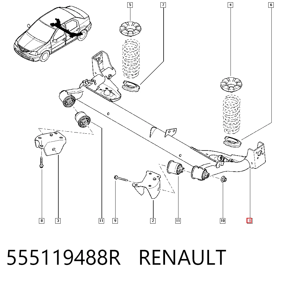 Подрамник задней подвески на Dacia Sandero I BS0, 1