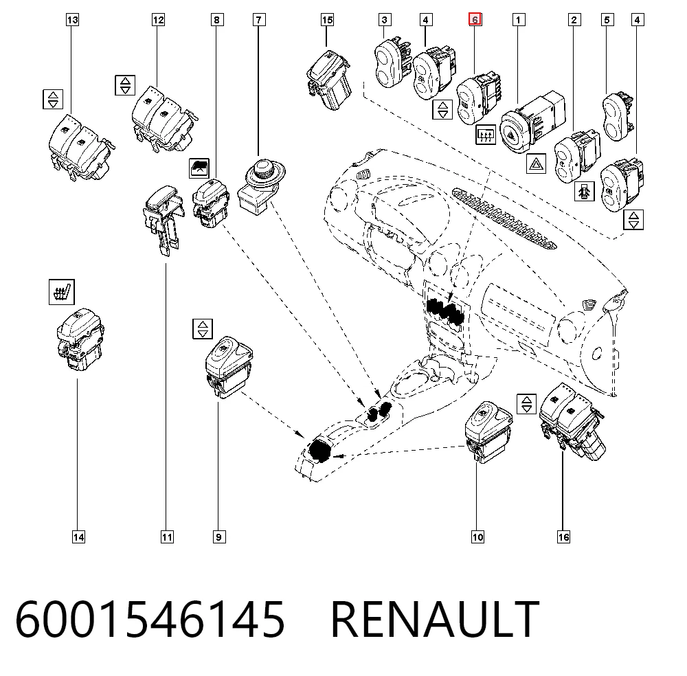 Кнопка обогрева заднего стекла Qsp-m 6001546145 цена, от 4.25 USD
