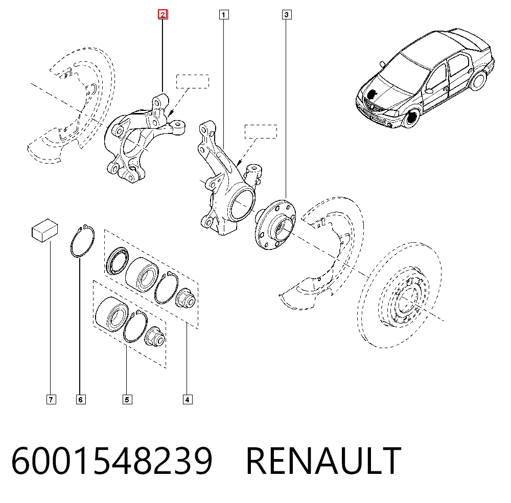 Цапфа передняя правая 6001548867 Lada