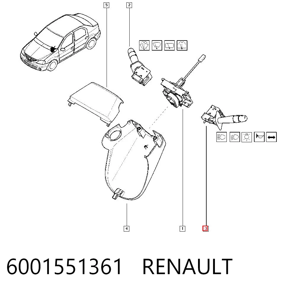 6001551361 Renault (RVI) Левый подрулевой переключатель