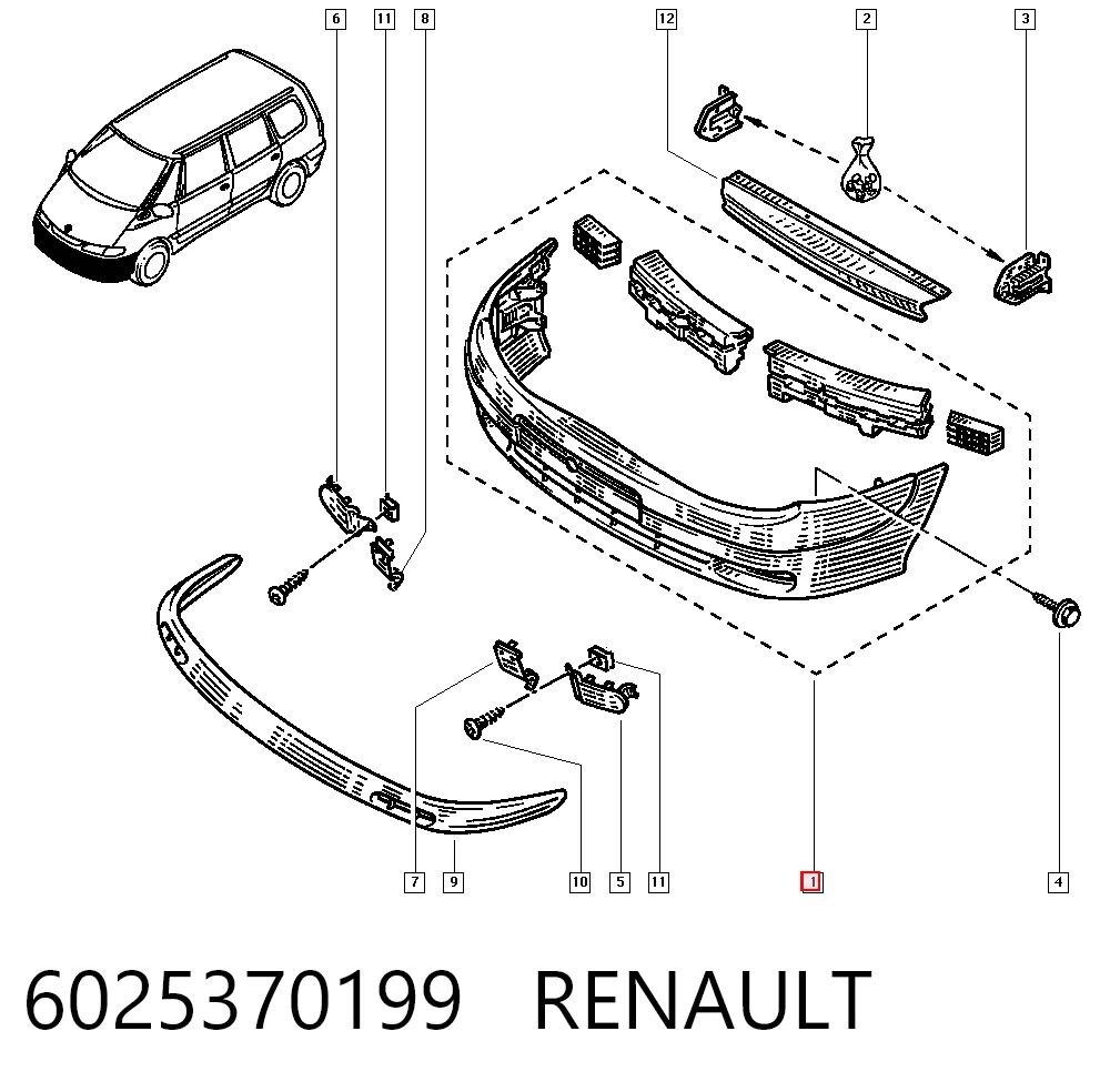 Бампер передний в сборе на Renault Espace III JE