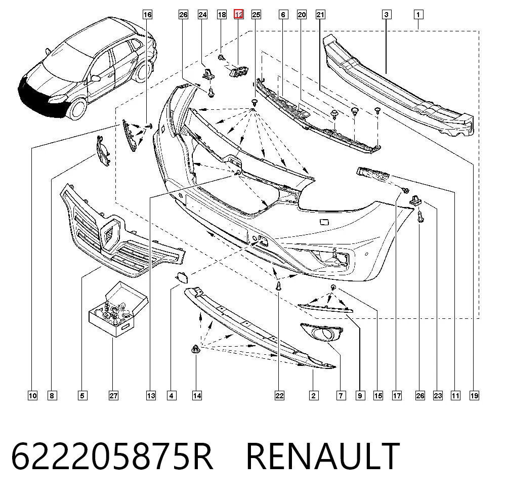 622205875R Renault (RVI) Кронштейн крепления бампера переднего правый