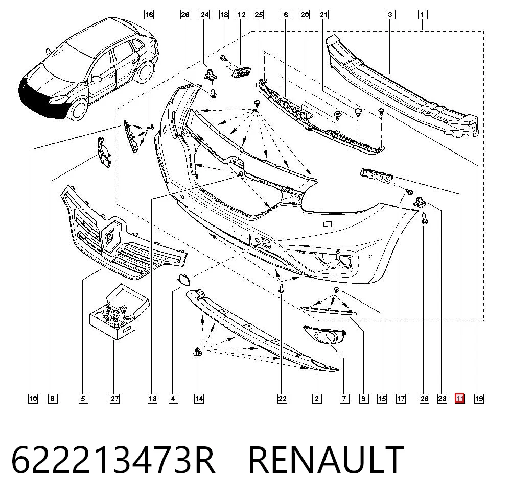 622213473R Renault (RVI) Левое крепление переднего бампера