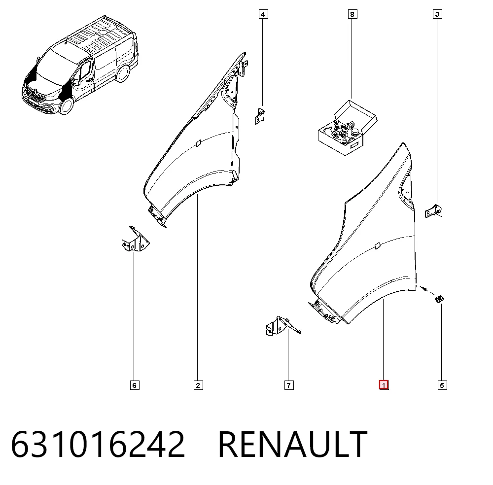 Крыло переднее левое Renault Trafic III фургон (2014 - 2026) цена, от 86.45 USD