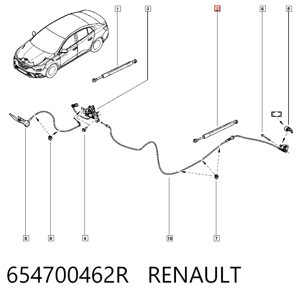 Амортизатор капота газовый Renault Megane IV универсал (K9A, K9M, K9N) (2016 - 2026) цена, от 18.60 USD