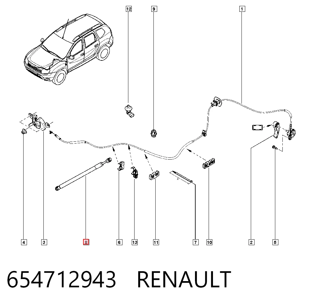 654712943 Renault (RVI) Стойка капота