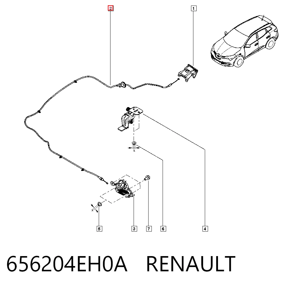Трос открытия капота на Nissan Qashqai II J11