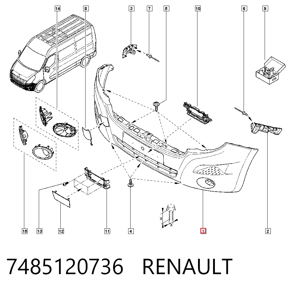 Передний бампер Renault Master 3