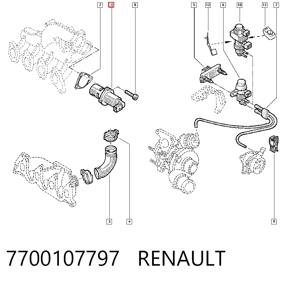 7700107797 Renault (RVI) Клапан рециркуляции отработавших газов EGR
