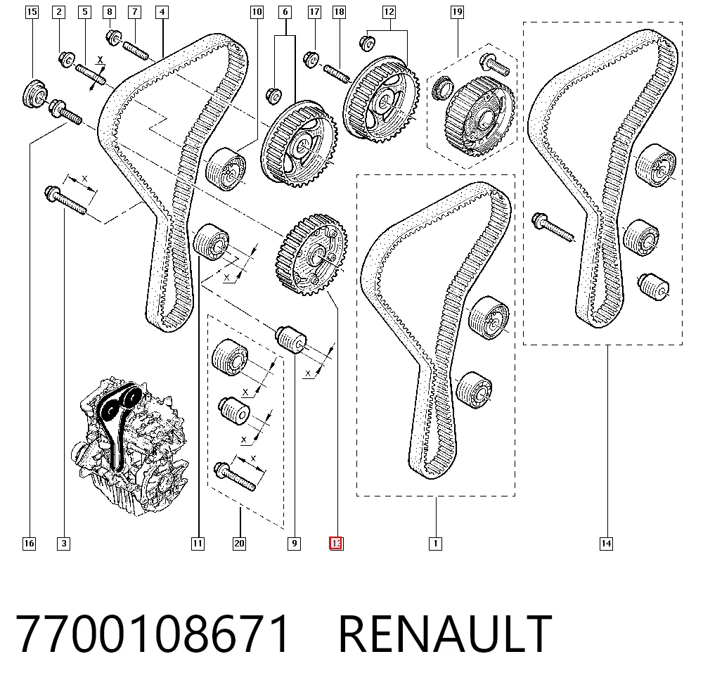 7700108671 Renault (RVI) Звездочка шестерня распредвала двигателя выпускного