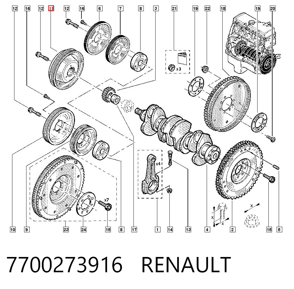 7700273916 Renault (RVI) Шкив коленчатого вала