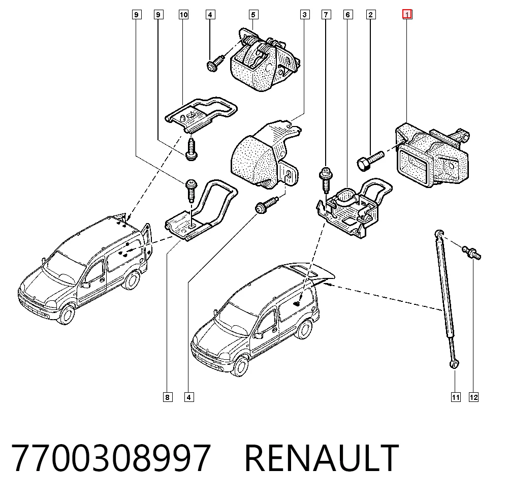 7700308997 Renault (RVI) Замок пятой двери