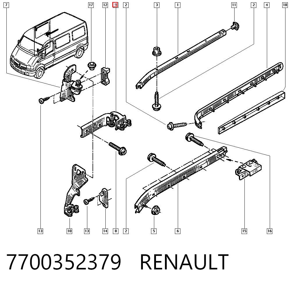 7700352379 Renault (RVI) Ролик двери боковой правый центральный