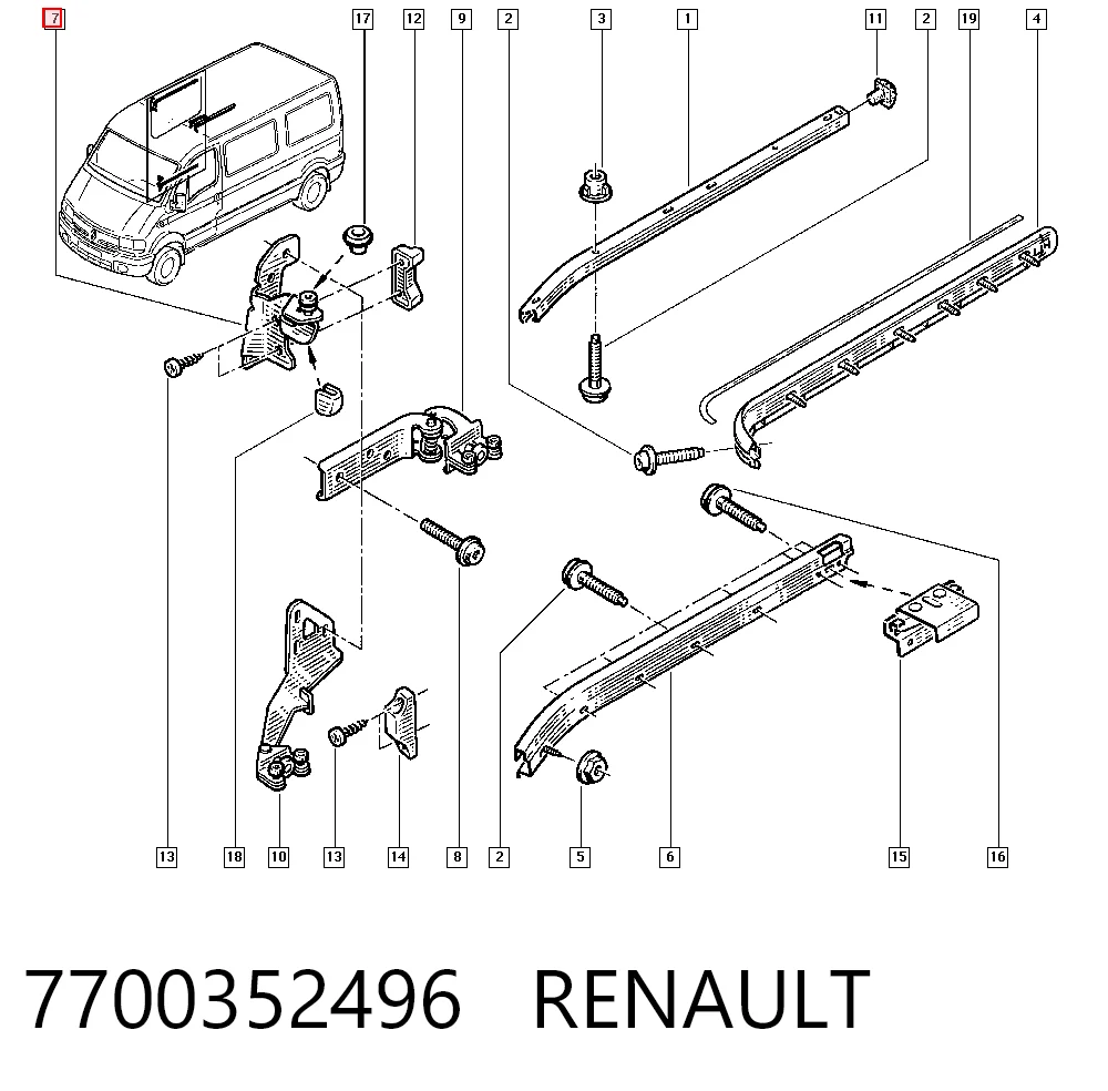 7700352496 Renault (RVI) Ролик двери боковой (сдвижной) правый верхний
