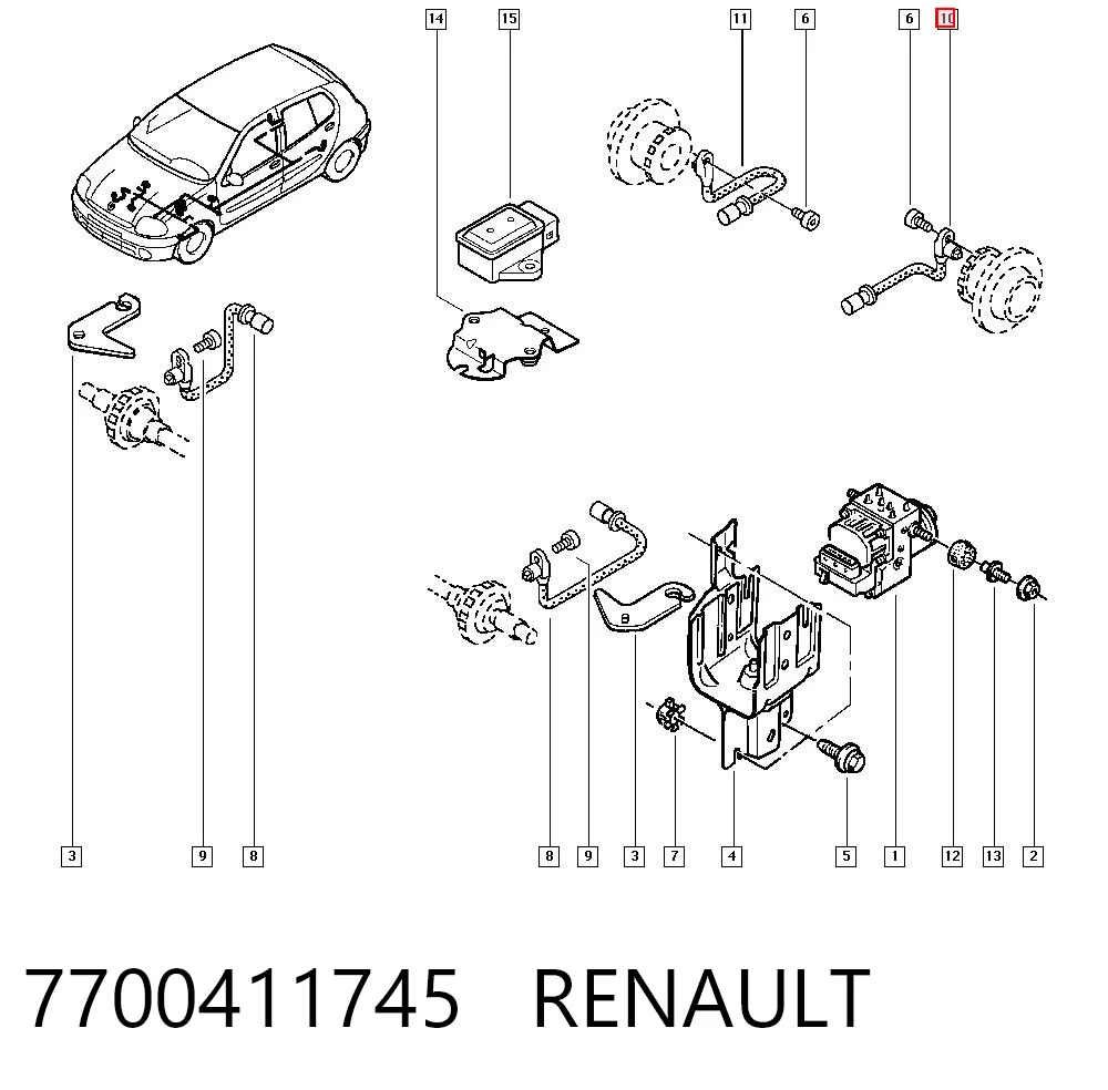 7700411745 Renault (RVI) Задний левый датчик АБС
