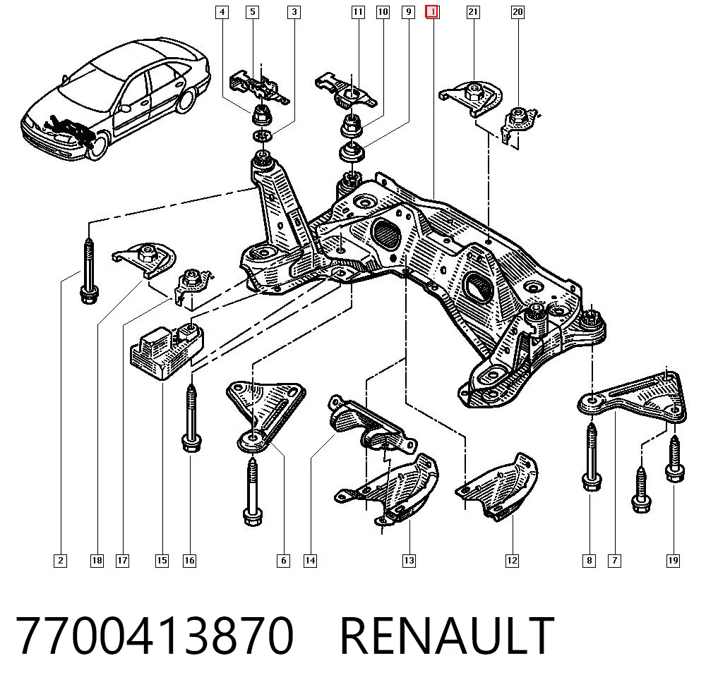 Подрамник передней подвески на Renault Laguna I B56, 556