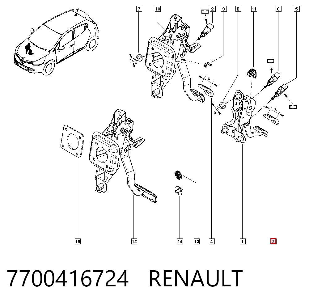 7700416724 Renault (RVI) Накладка педали сцепления