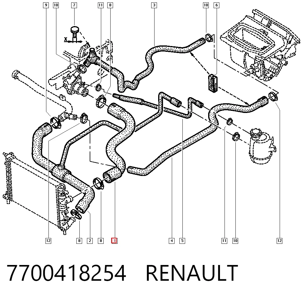  Патрубок радиатора Renault Megane 1