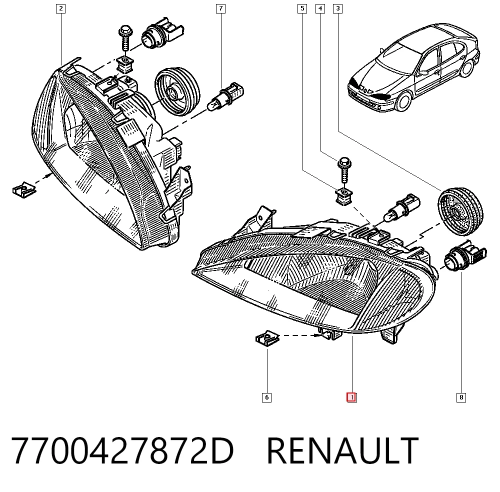 Фара левая Renault Megane I кабриолет (EA0, EA1) (1996 - 2003) цена, от 39.55 USD