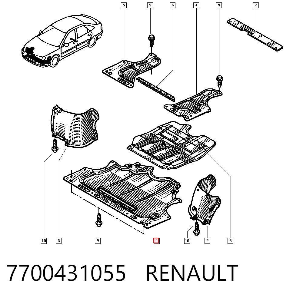 Защита картера двигателя на Renault Laguna I B56, 556