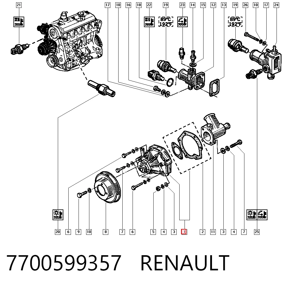 Помпа охлаждения Renault 21 седан (L48) (1986 - 1994) цена, от 29.50 USD