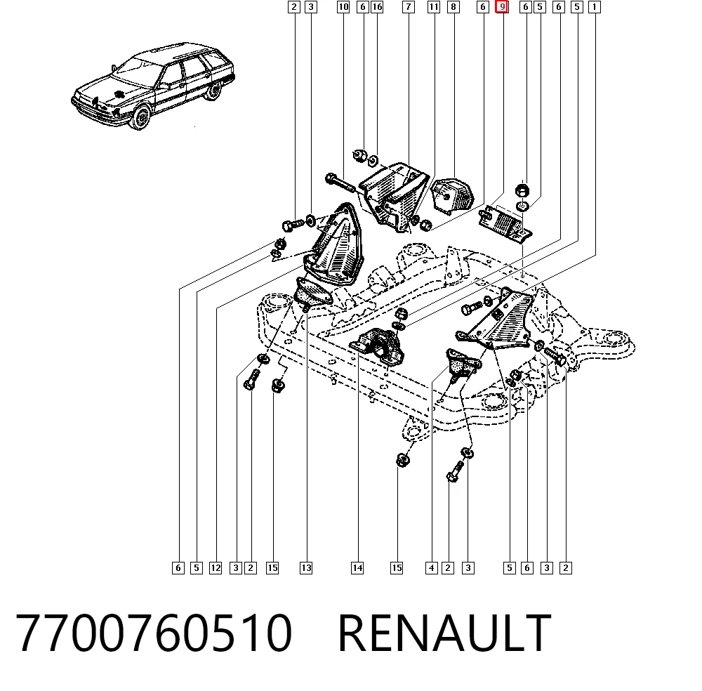 Задняя подушка двигателя на Renault 11 5 dr BC37