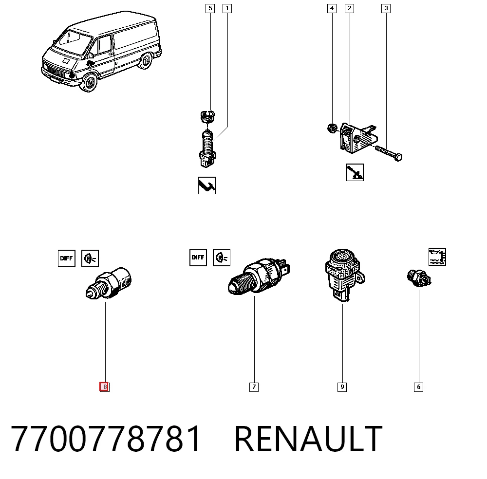  Датчик заднего хода Renault 25 
