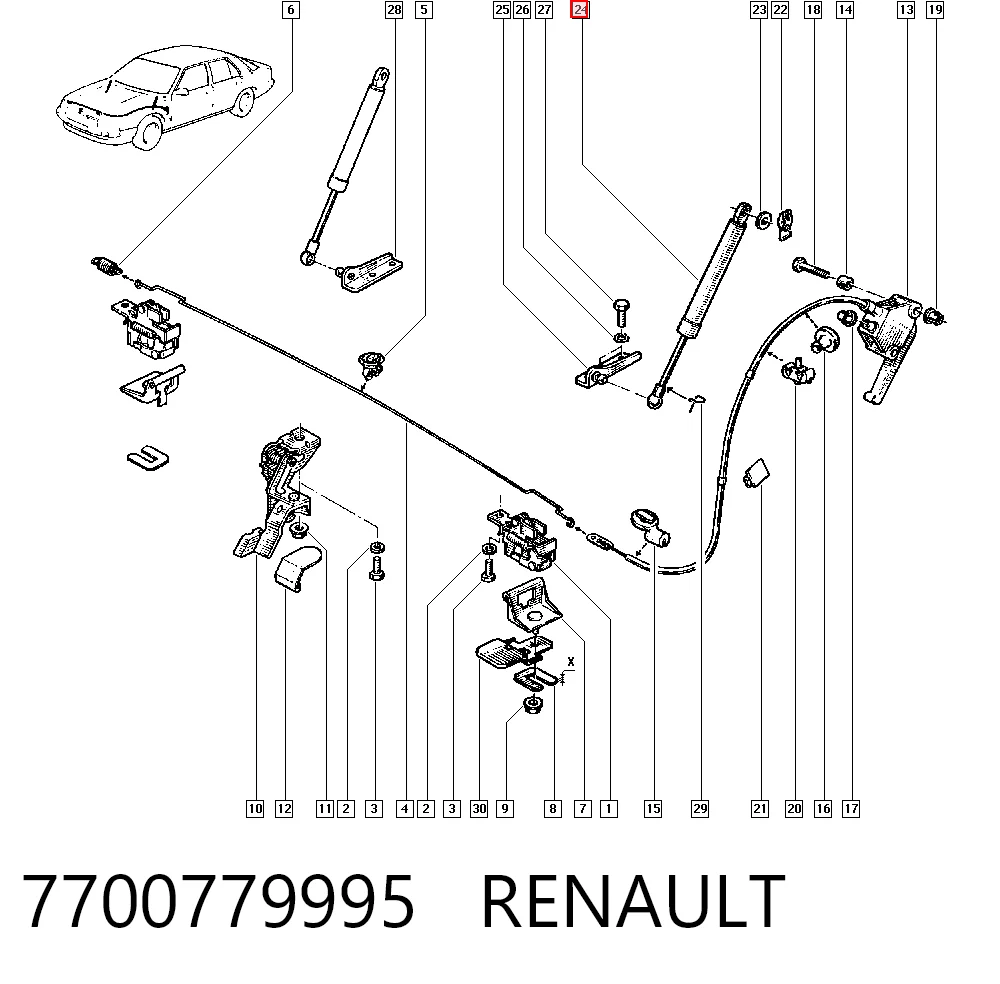 Стойка капота на Renault 25  B29