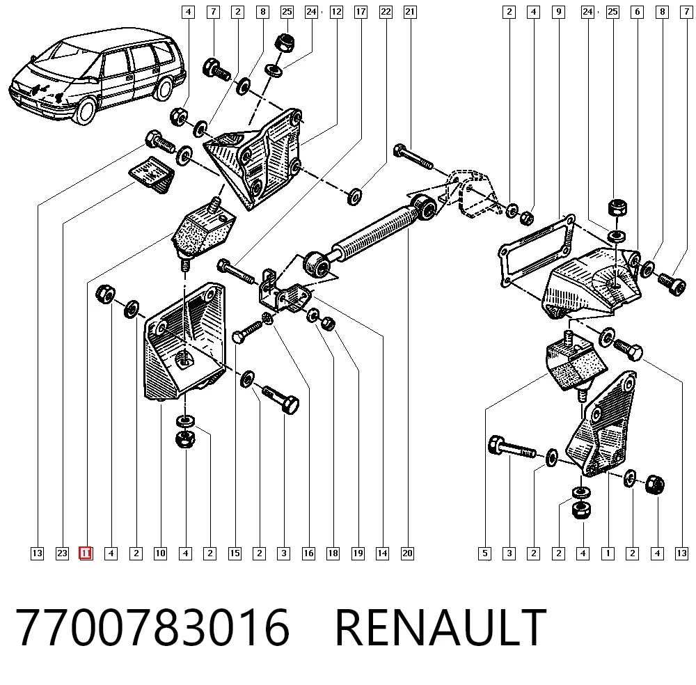  Правая подушка двигателя Renault 25 