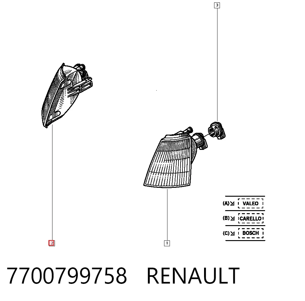 Поворотник правый на Renault Clio I BC57, 5357