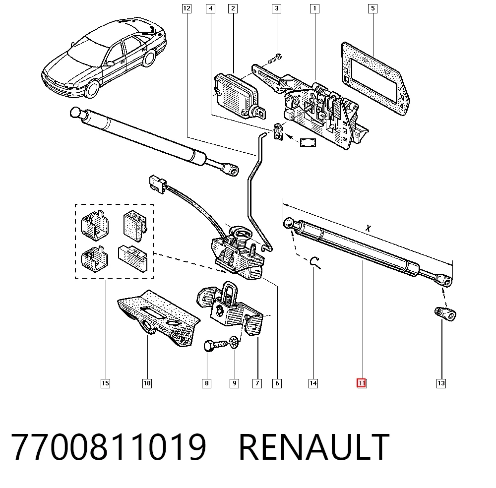 Амортизатор задней двери Renault Safrane I хэтчбек (B54) (1992 - 1996) цена, от 6.51 USD
