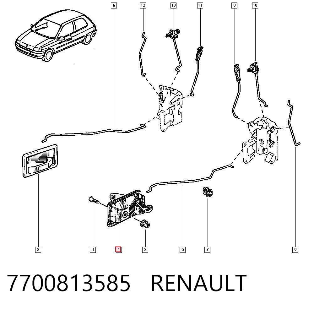 7700813585 Renault (RVI) Ручка двери левой внутренняя передняя/задняя