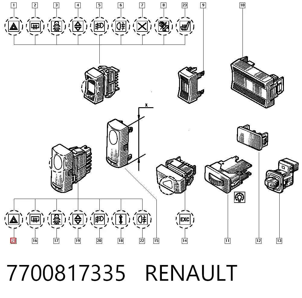 7700817335 Renault (RVI) Аварийная кнопка